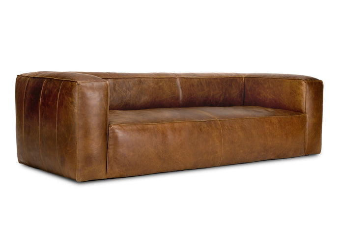 Graz Leather Grande Three Seat Sofa, Chocolate Color