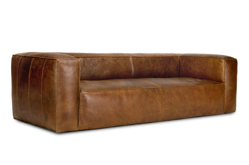 Graz Leather Grande Three Seat Sofa, Chocolate Color