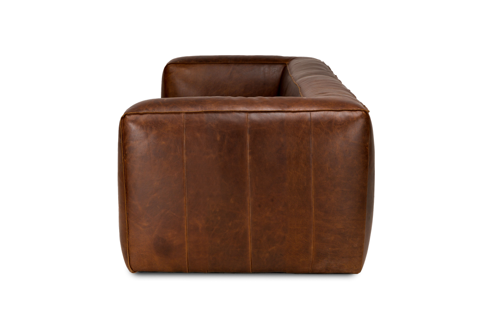 Graz Leather Grande Three Seat Sofa, Chocolate Color