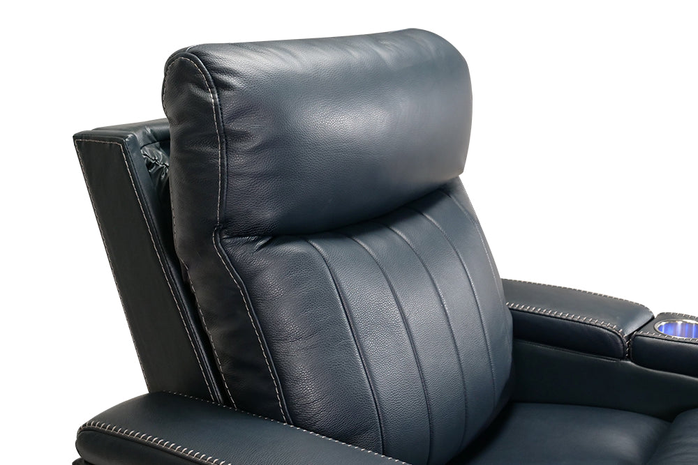 Glasgow Leather Recliner Navy Blue
