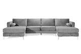 Helio Velour Fabric Sectional Sofa