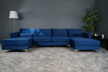 Helio Velour Fabric Sectional Sofa