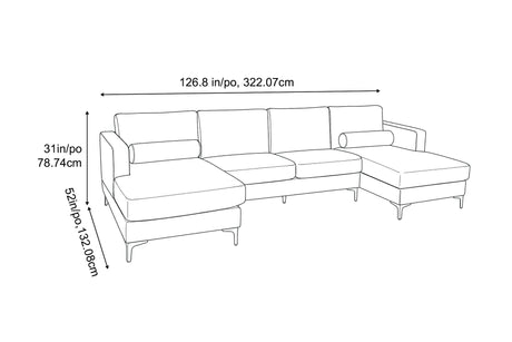 Helio Velour Fabric Sectional Sofa