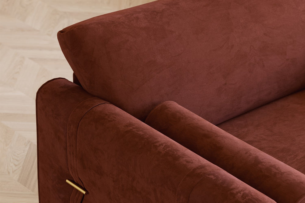 Valencia Elowen Velvet Fabric Grande Wide Seat Sofa, Red