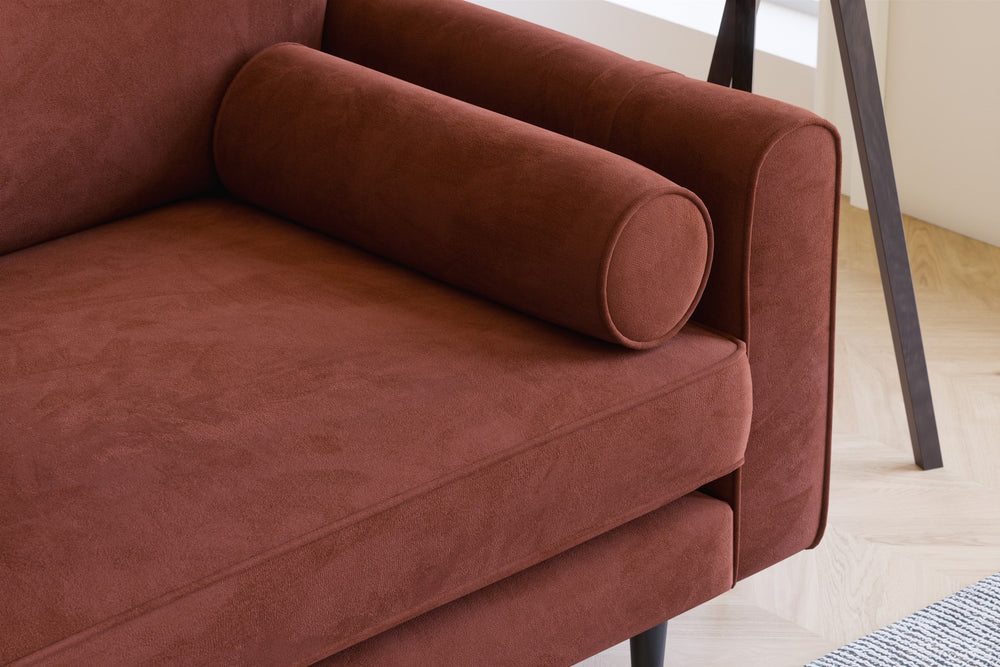 Valencia Elowen Velvet Fabric Grande Wide Seat Sofa, Red