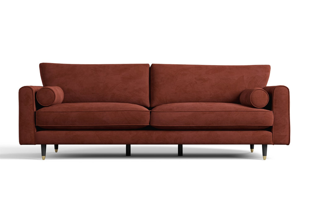 Valencia Elowen Velvet Fabric Grande Wide Seat Sofa, Red