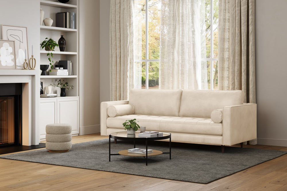 Valencia Isabella Leather Grande Sofa, Charme Beige