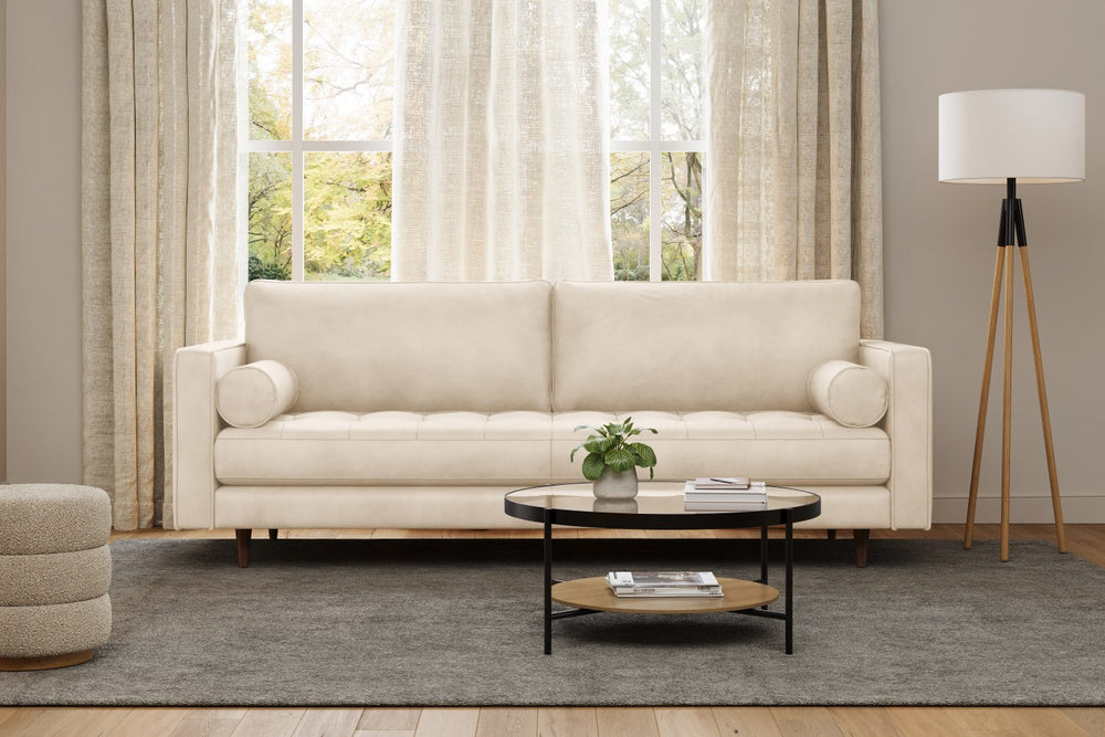 Valencia Isabella Leather Grande Sofa, Charme Beige