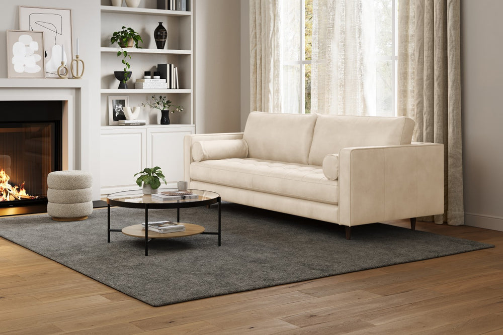 Valencia Isabella Leather Grande Sofa, Charme Beige