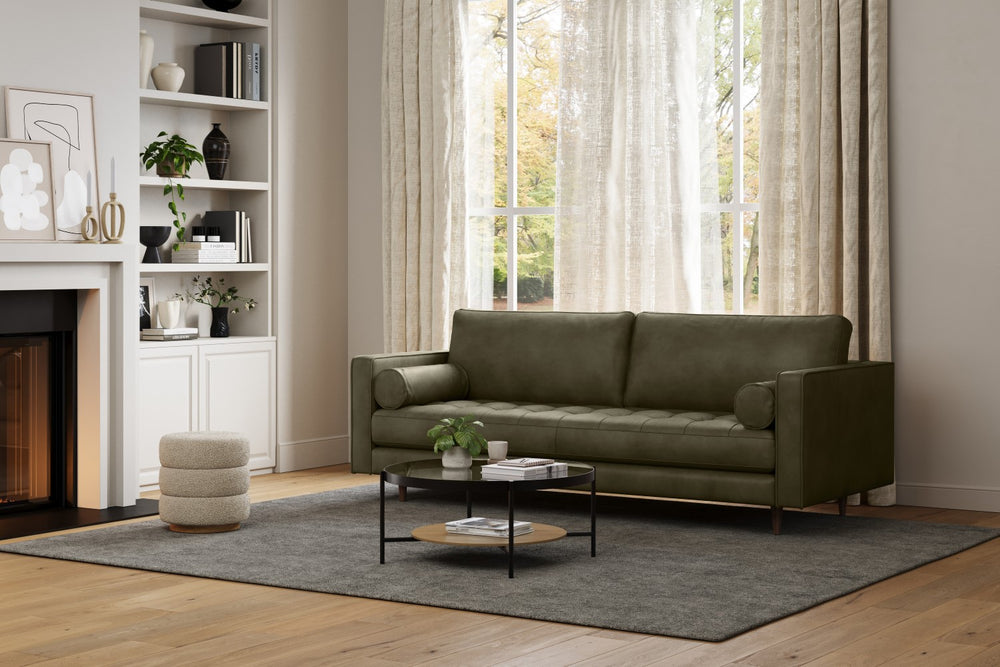 Valencia Isabella Leather Grande Sofa, Charme Dark Green