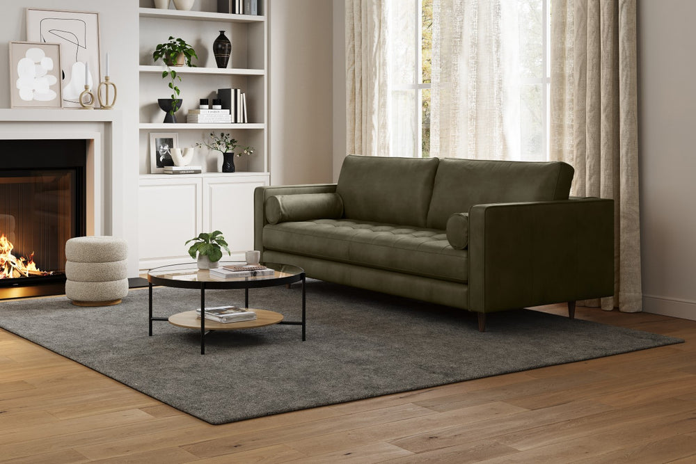 Valencia Isabella Leather Grande Sofa, Charme Dark Green