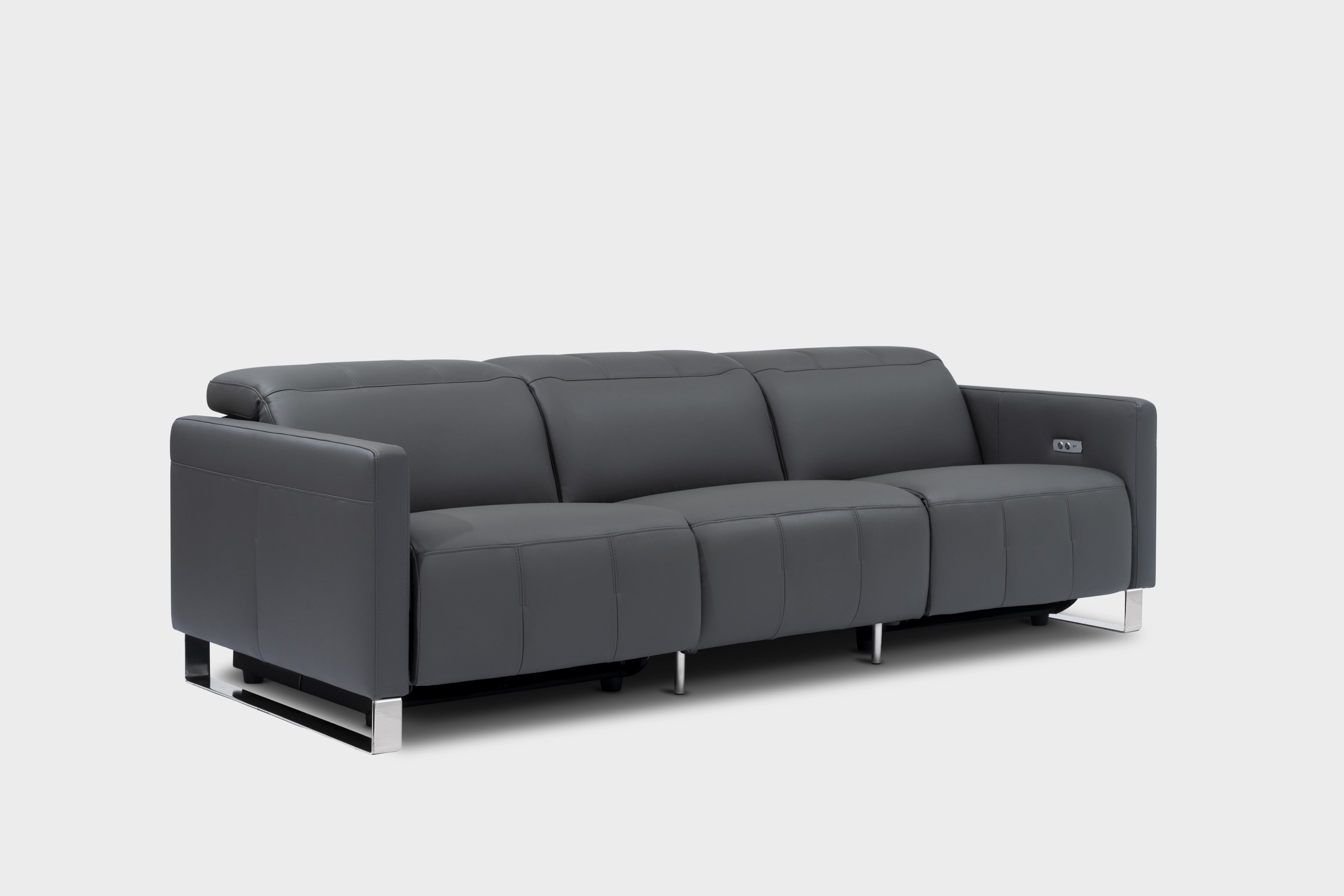 Grey top grain leather shop sofa