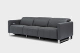 Valencia Isla Modern Top Grain Leather Reclining Sofa, Three Seats, Grey
