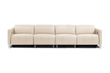 Valencia Isla Modern Top Grain Leather Reclining Sofa, Four Seats, Beige
