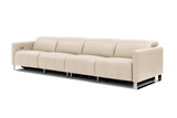 Valencia Isla Modern Top Grain Leather Reclining Sofa, Four Seats, Beige