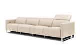 Valencia Isla Modern Top Grain Leather Reclining Sofa, Four Seats, Beige