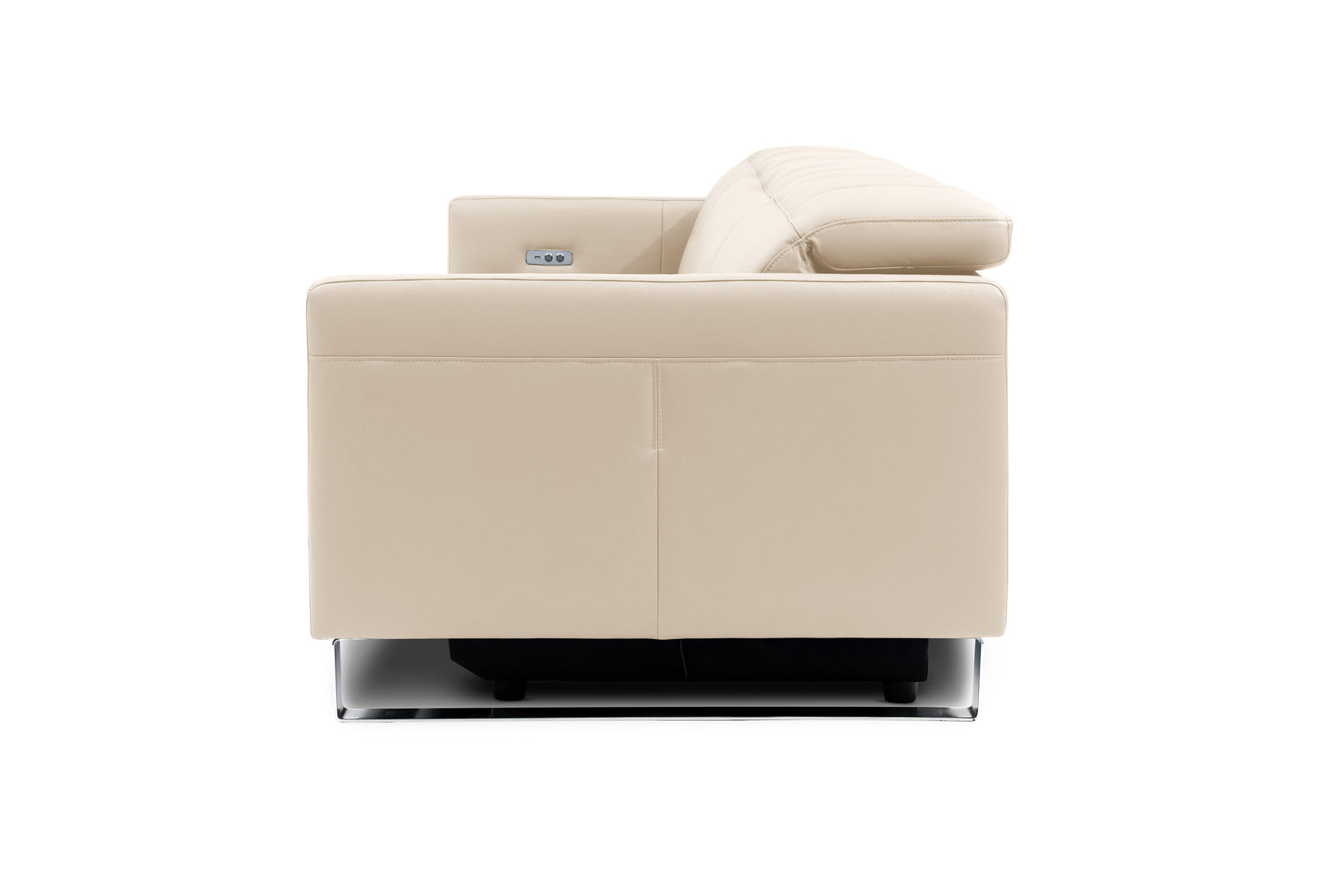 Valencia Isla Modern Top Grain Leather Reclining Sofa, Four Seats, Beige