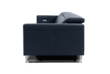 Valencia Isla Modern Top Grain Leather Reclining Sofa, Four Seats, Blue