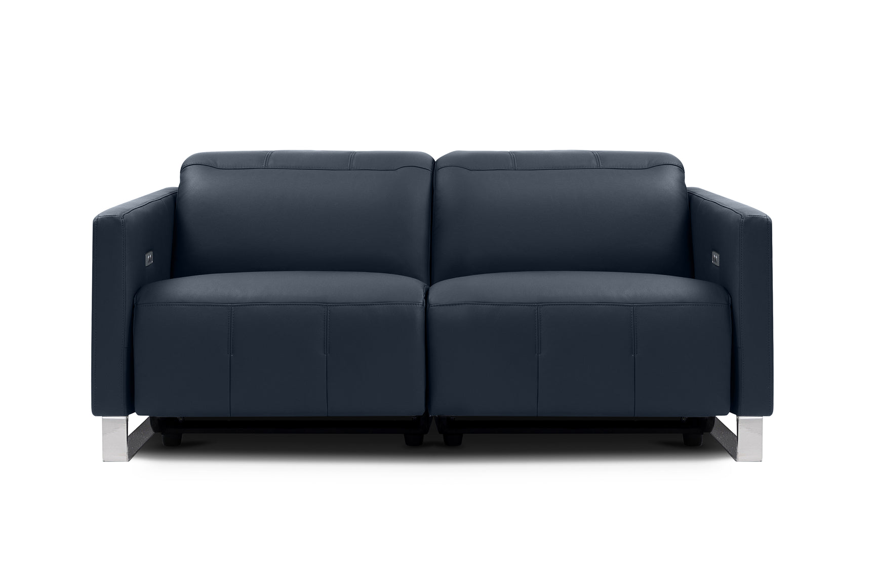 Valencia Isla Modern Top Grain Leather Reclining Sofa, Loveseat, Blue