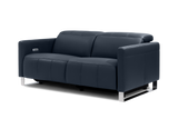Valencia Isla Modern Top Grain Leather Reclining Sofa, Loveseat, Blue