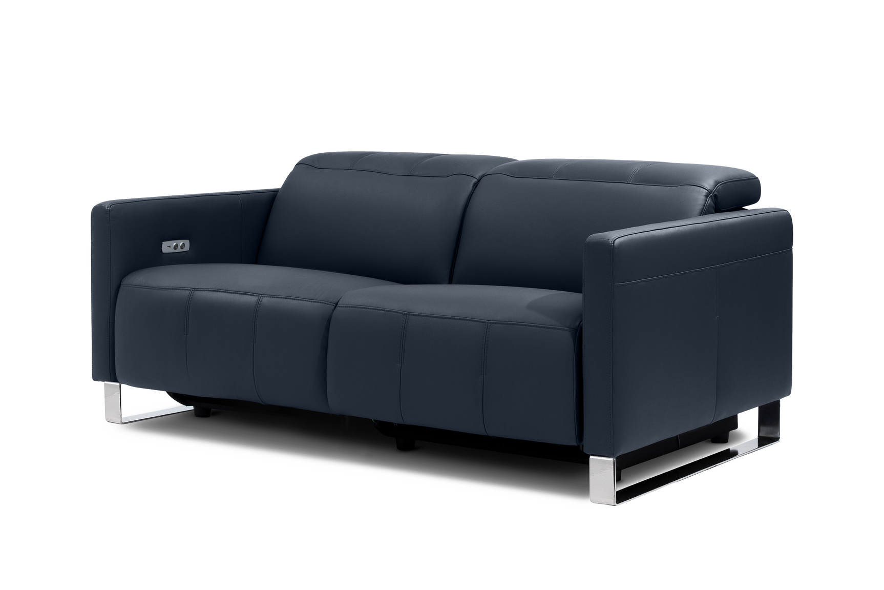Valencia Isla Modern Top Grain Leather Reclining Sofa, Loveseat, Blue