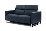 Valencia Isla Modern Top Grain Leather Reclining Sofa, Loveseat, Blue