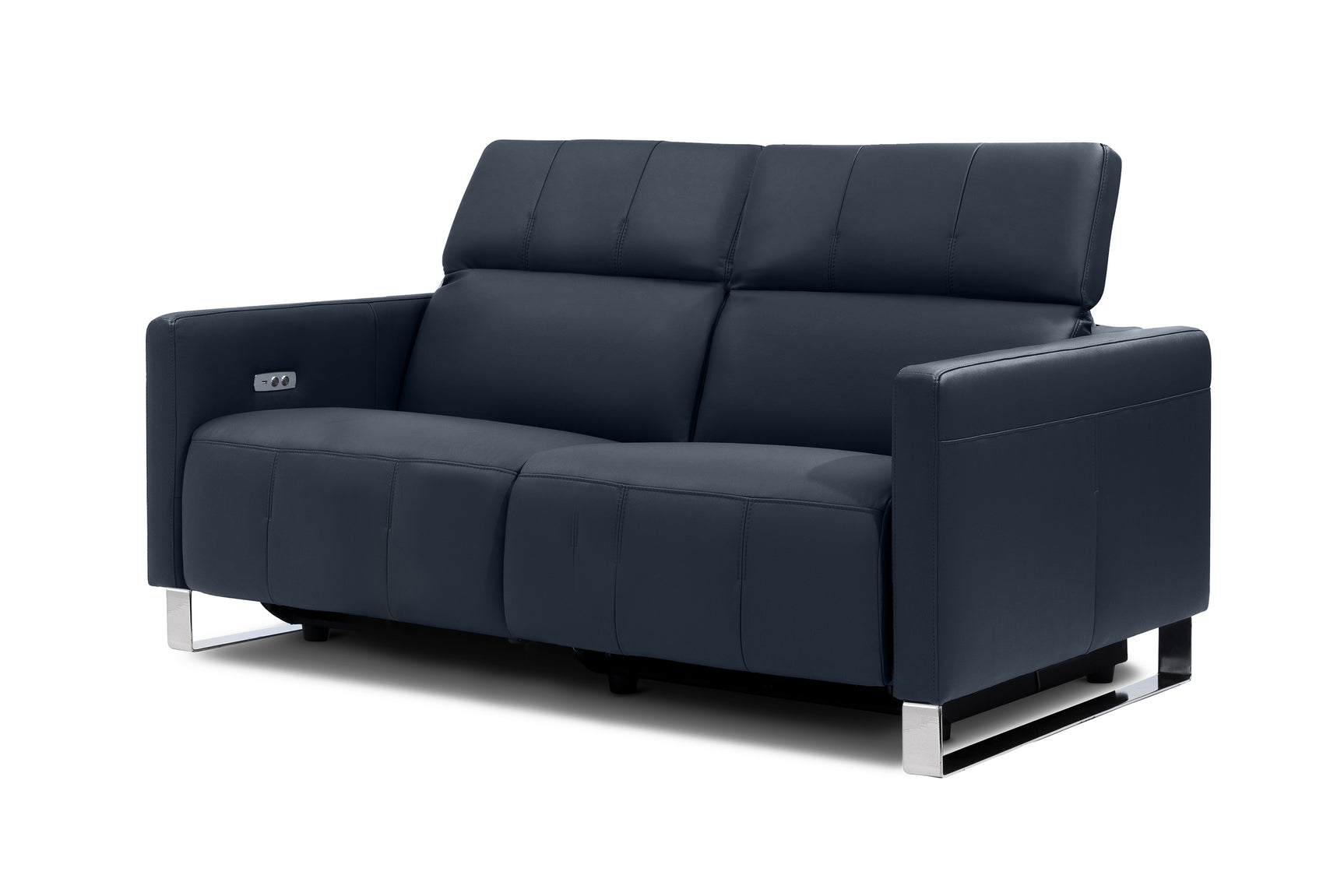 Valencia Isla Modern Top Grain Leather Reclining Sofa, Loveseat, Blue