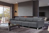 Valencia Isla Modern Top Grain Leather Reclining Sofa, Four Seats, Grey