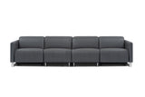 Valencia Isla Modern Top Grain Leather Reclining Sofa, Four Seats, Grey