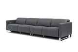 Valencia Isla Modern Top Grain Leather Reclining Sofa, Four Seats, Grey