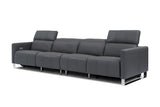 Valencia Isla Modern Top Grain Leather Reclining Sofa, Four Seats, Grey