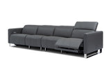 Valencia Isla Modern Top Grain Leather Reclining Sofa, Four Seats, Grey