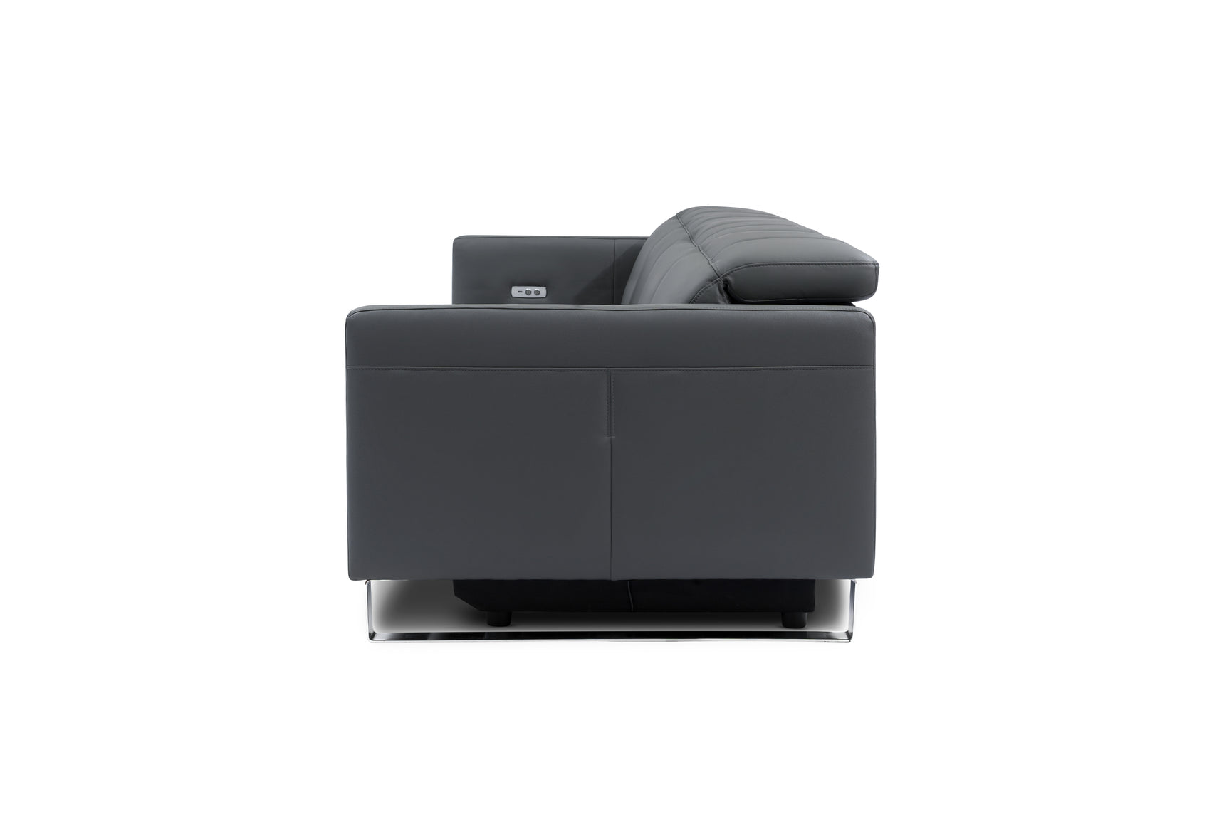 Valencia Isla Modern Top Grain Leather Reclining Sofa, Four Seats, Grey