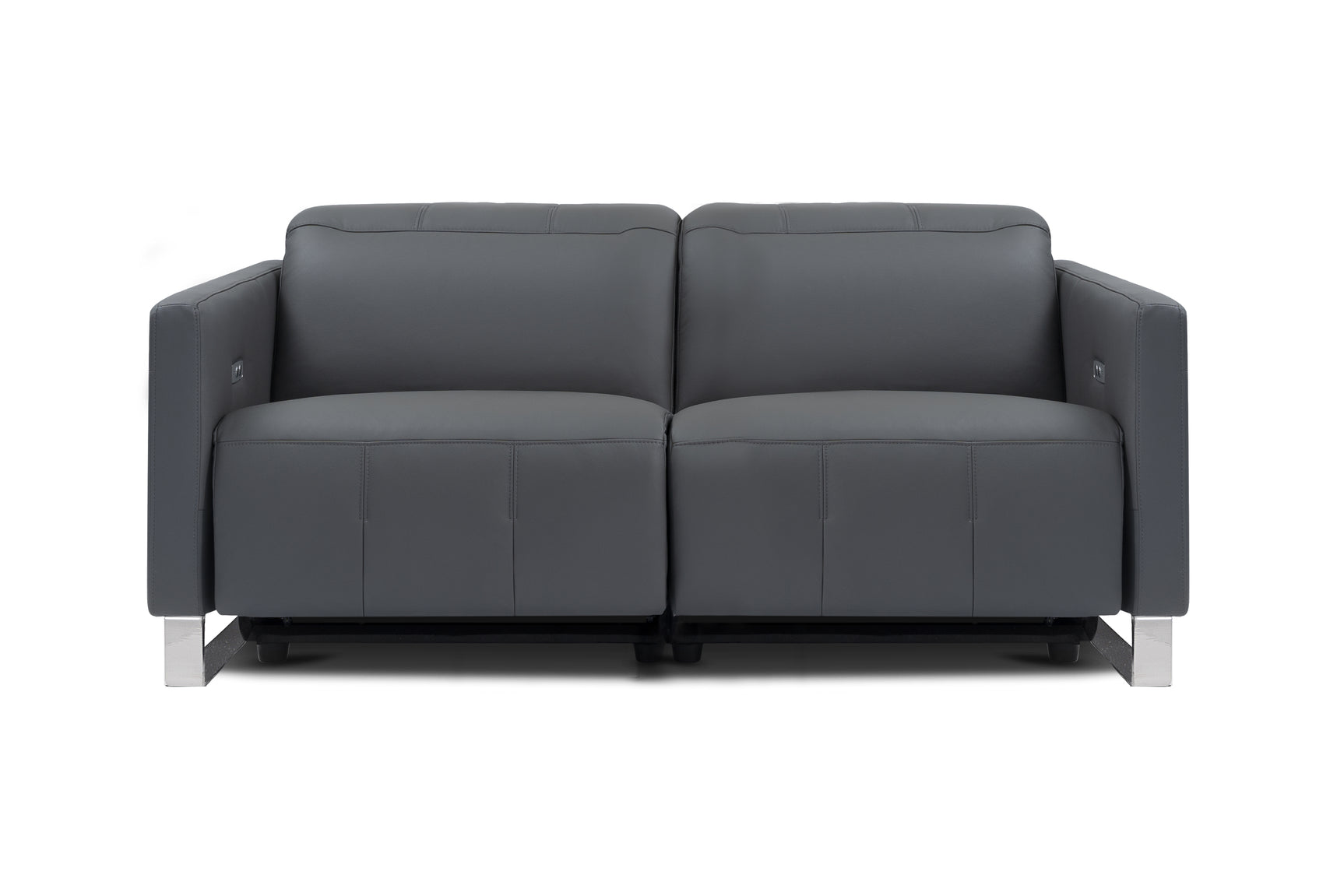 Valencia Isla Modern Top Grain Leather Reclining Sofa, Loveseat, Grey