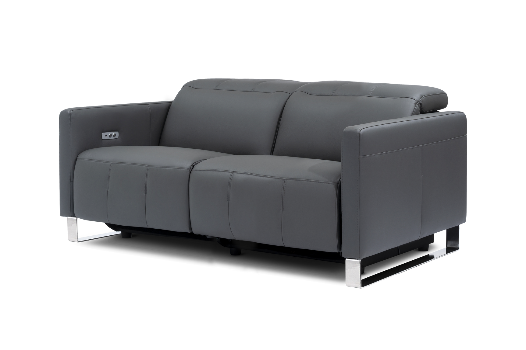 Valencia Isla Modern Top Grain Leather Reclining Sofa, Loveseat, Grey
