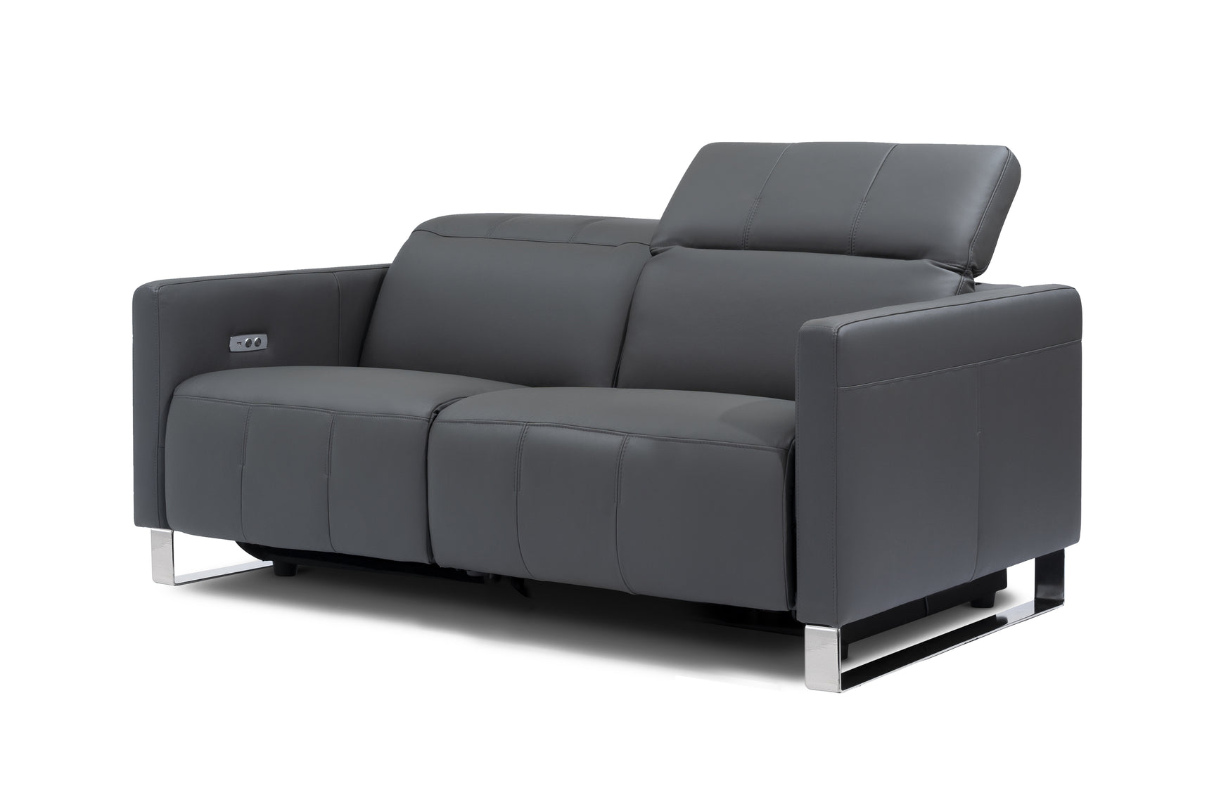Valencia Isla Modern Top Grain Leather Reclining Sofa, Loveseat, Grey