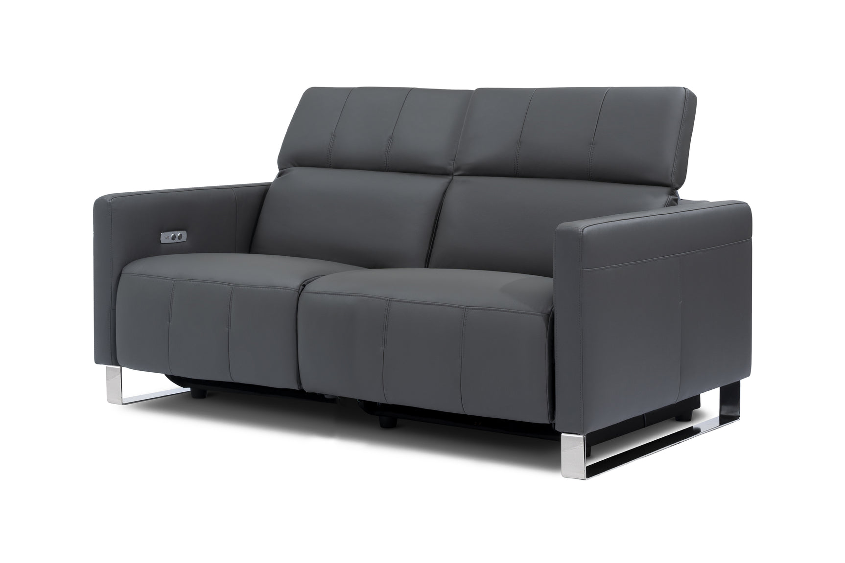 Valencia Isla Modern Top Grain Leather Reclining Sofa, Loveseat, Grey