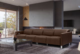 Valencia Isla Modern Top Grain Leather Reclining Sofa, Four Seats, Chocolate