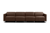 Valencia Isla Modern Top Grain Leather Reclining Sofa, Four Seats, Chocolate