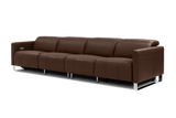 Valencia Isla Modern Top Grain Leather Reclining Sofa, Four Seats, Chocolate