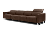 Valencia Isla Modern Top Grain Leather Reclining Sofa, Four Seats, Chocolate