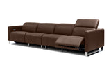 Valencia Isla Modern Top Grain Leather Reclining Sofa, Four Seats, Chocolate