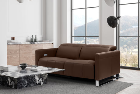Valencia Isla Modern Top Grain Leather Reclining Sofa, Loveseat, Chocolate
