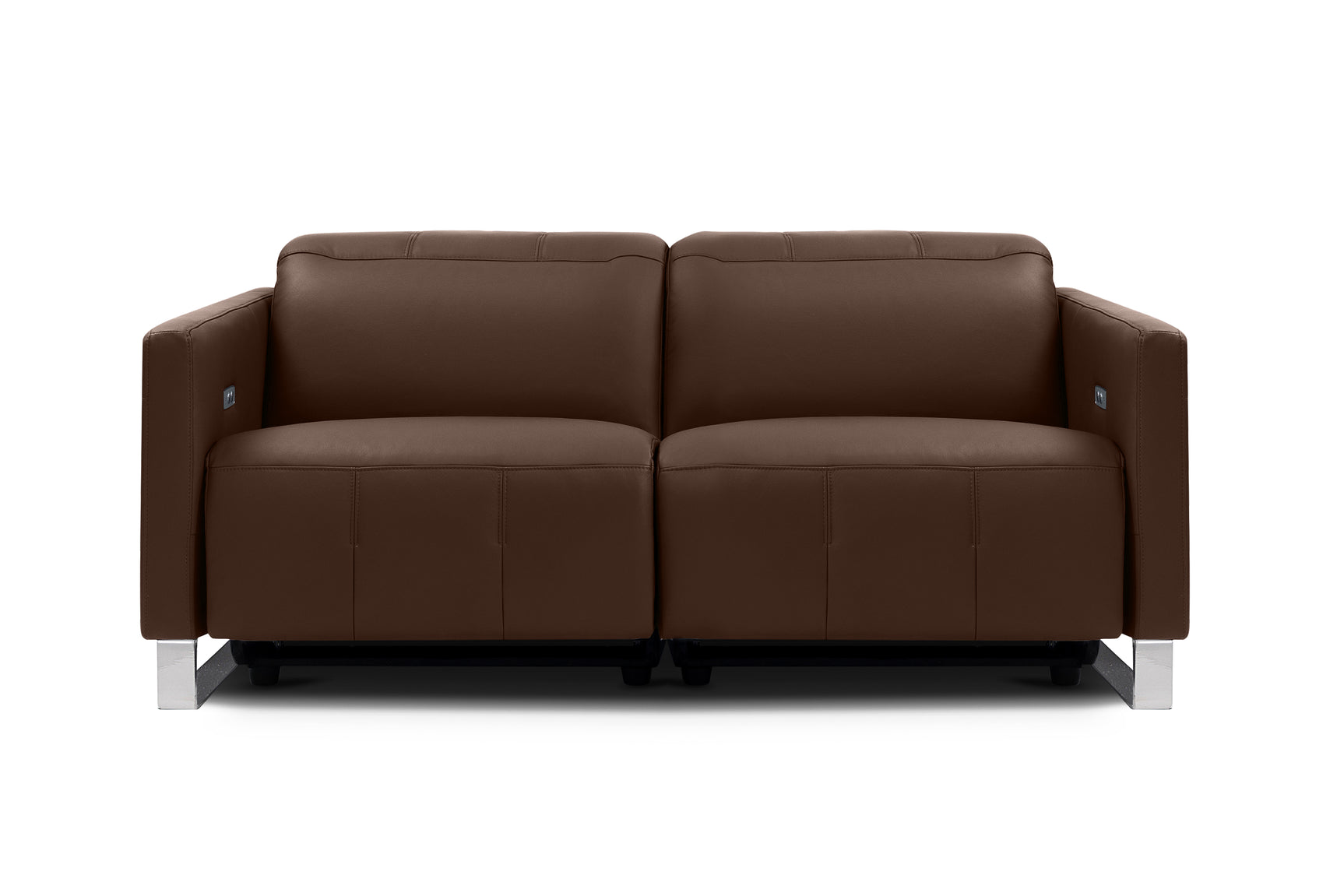 Valencia Isla Modern Top Grain Leather Reclining Sofa, Loveseat, Chocolate