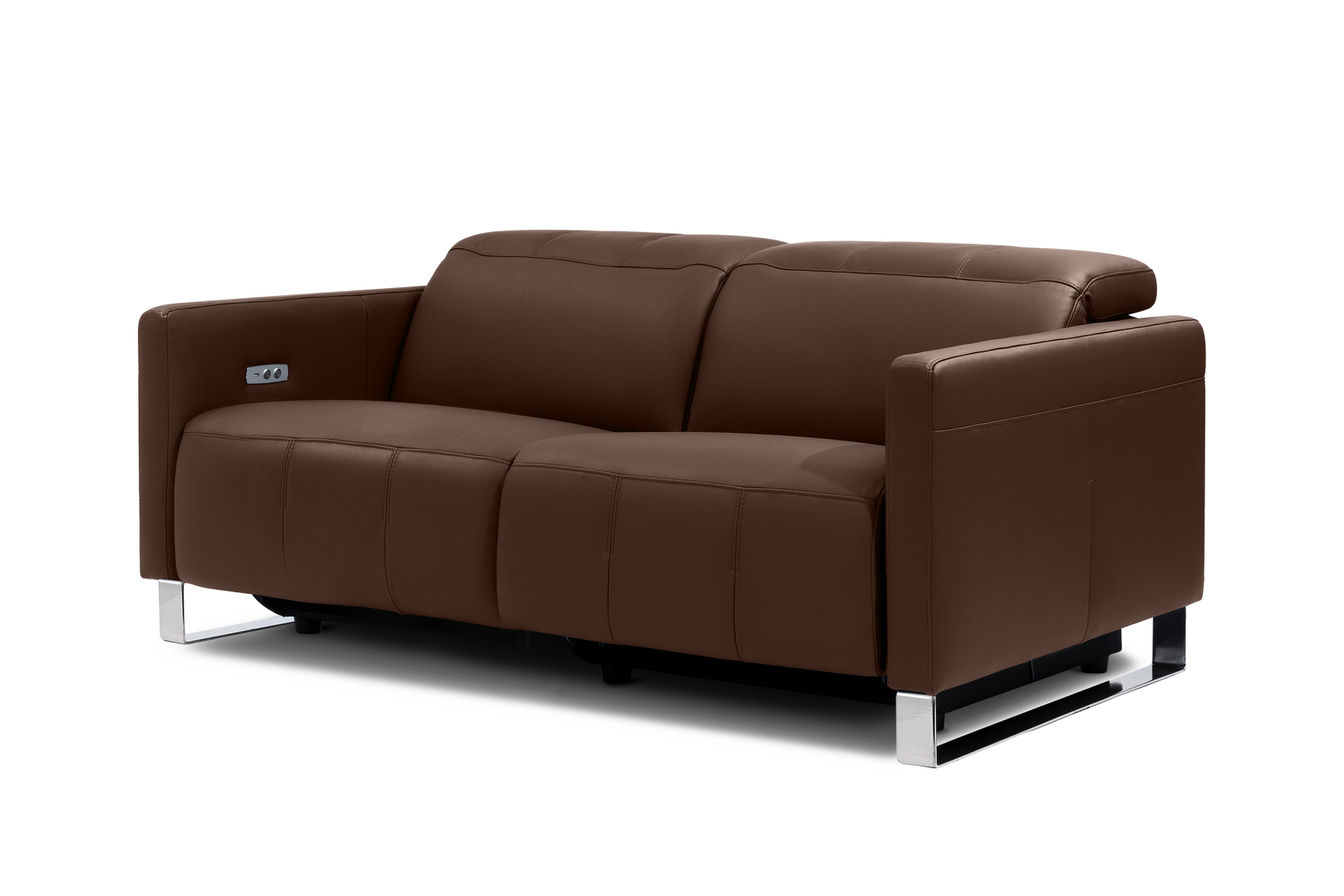 Valencia Isla Modern Top Grain Leather Reclining Sofa, Loveseat, Chocolate