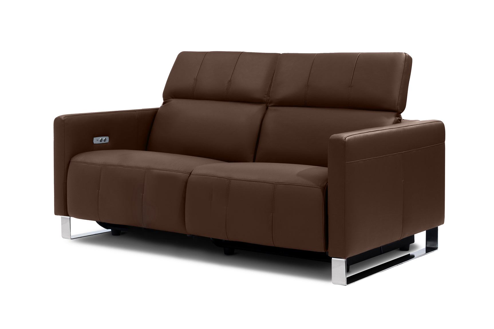 Valencia Isla Modern Top Grain Leather Reclining Sofa, Loveseat, Chocolate