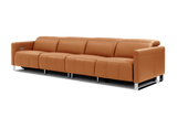 Valencia Isla Modern Top Grain Leather Reclining Sofa, Four Seats, Cognac