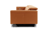 Valencia Isla Modern Top Grain Leather Reclining Sofa, Four Seats, Cognac