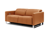 Valencia Isla Modern Top Grain Leather Reclining Sofa, Loveseat, Cognac