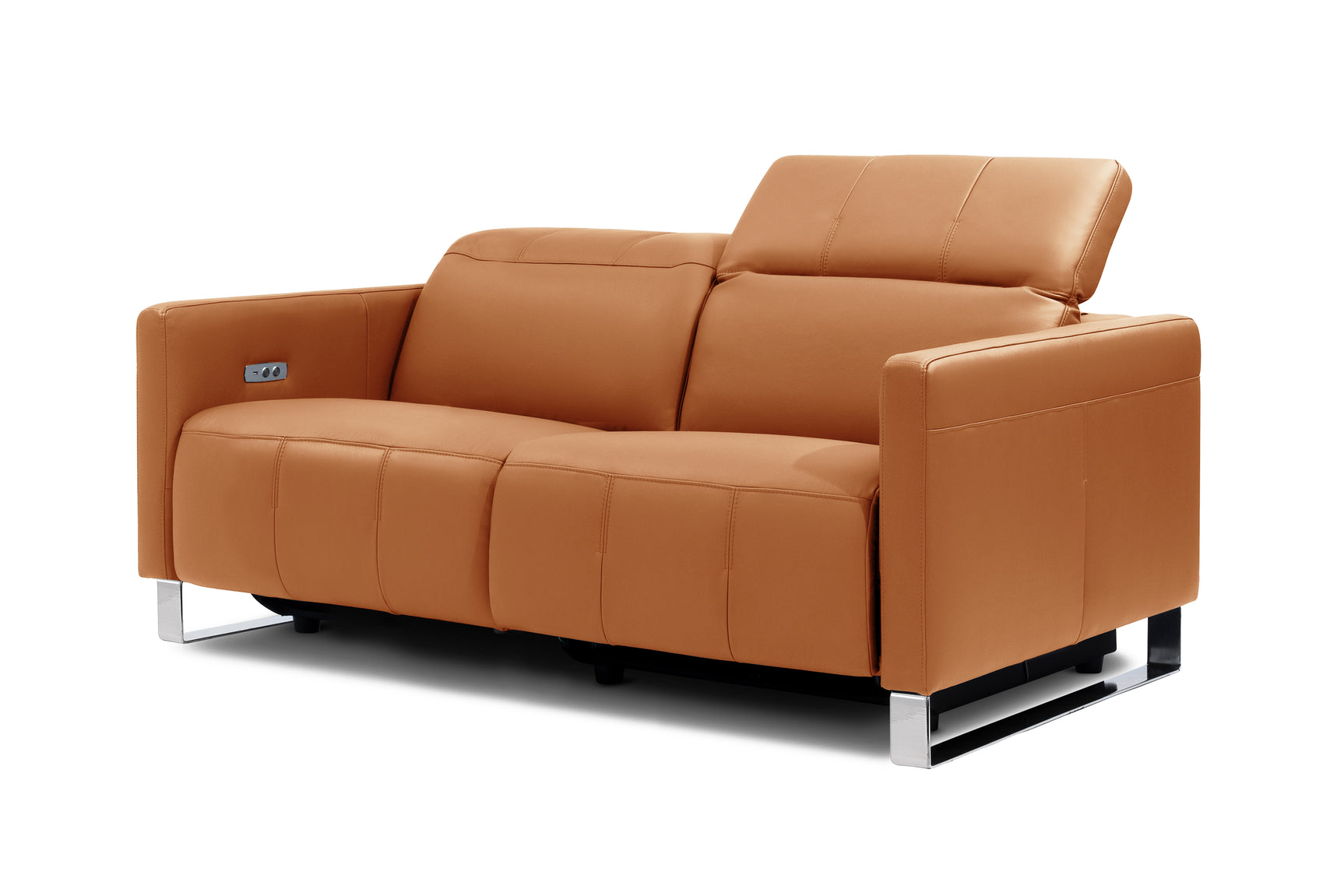 Valencia Isla Modern Top Grain Leather Reclining Sofa, Loveseat, Cognac
